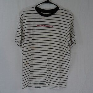 "Meanwhile, in LA" Striped T-Shirt - Black and White - Medium